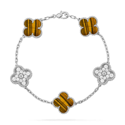 [Miro ]New  CLOVER 5 MOTIFS TIGER EYE BRACELET COLLECTION