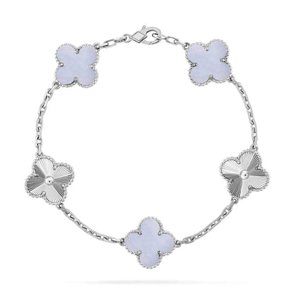 [Miro ]New  CLOVER 5 MOTIF PURPLE CHALCEDONY BRACELET COLLECTION
