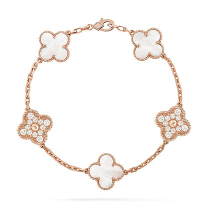 [Miro ]New CLOVER WHITE PEARL MOP 5 MOTIF BRACELET COLLECTION