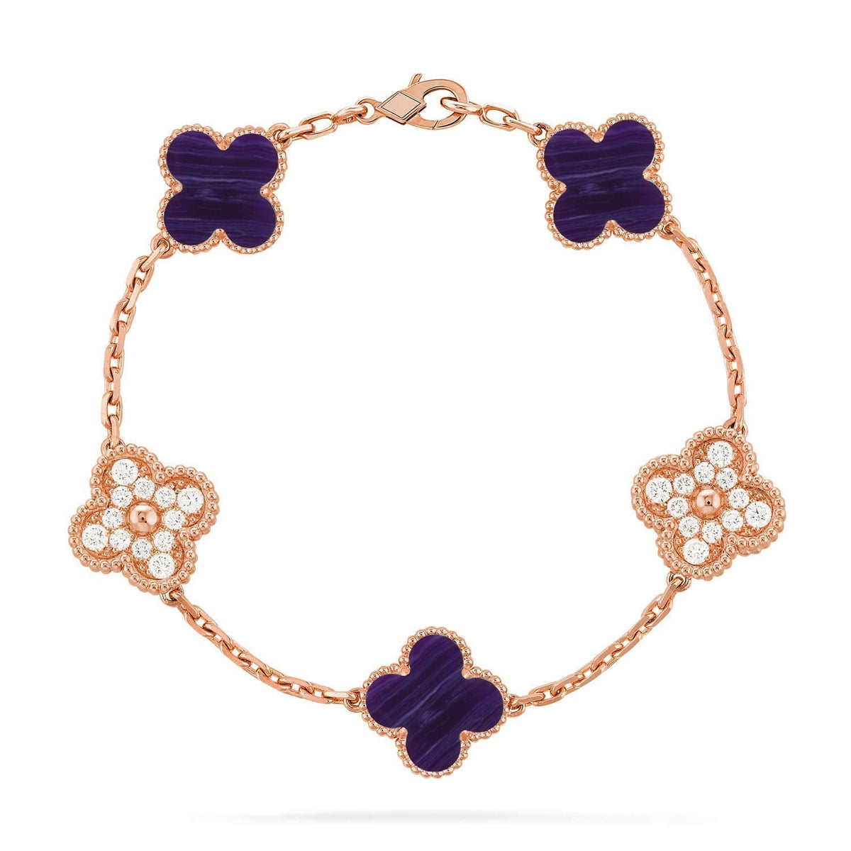 [Miro ]New CLOVER 5 MOTIF PURPLE STRIPES BRACELET COLLECTION