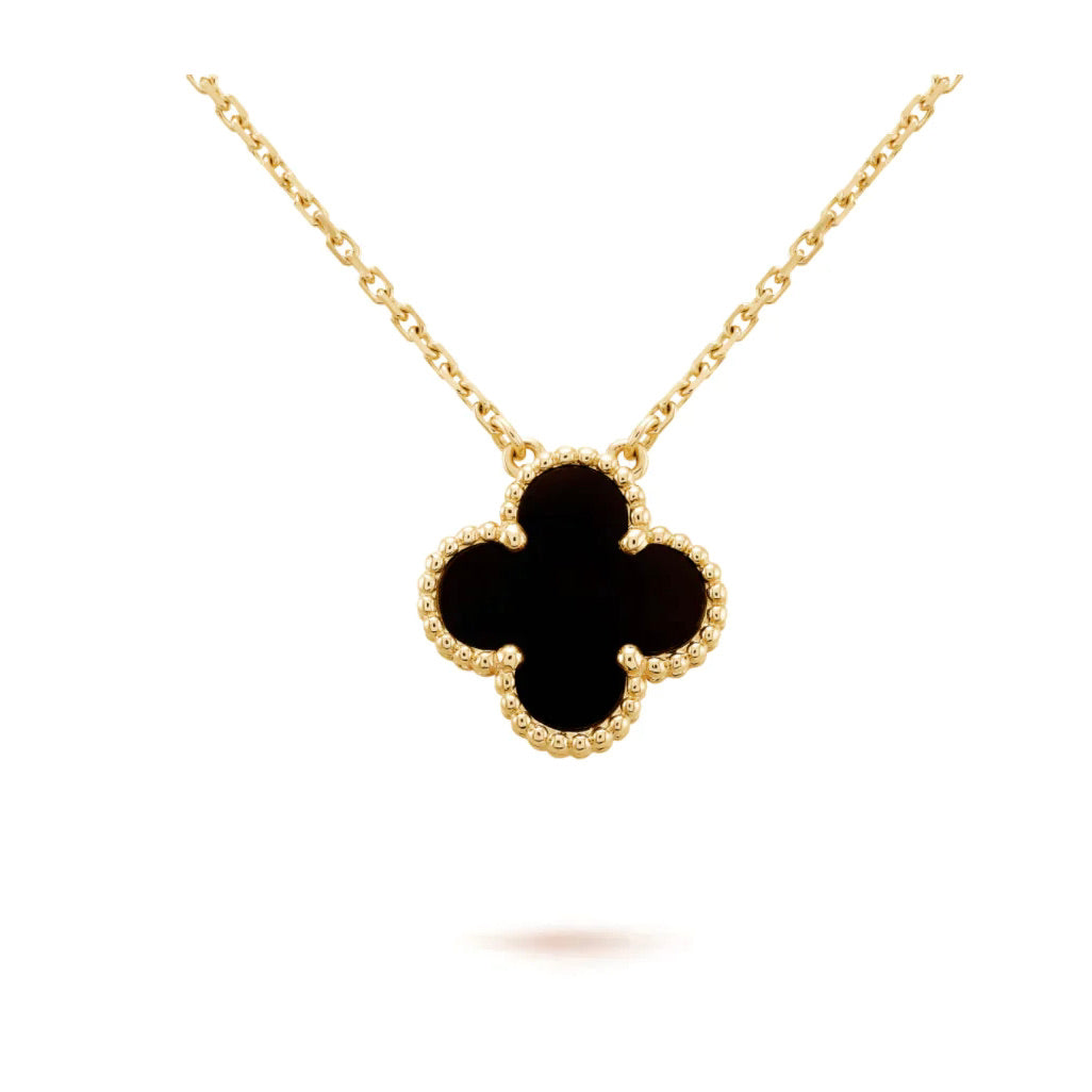Miro CLOVER 15MM BLACK ONYX SINGLE FLOWER NECKLACE
