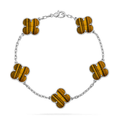 [Miro ]New  CLOVER 5 MOTIFS TIGER EYE BRACELET COLLECTION