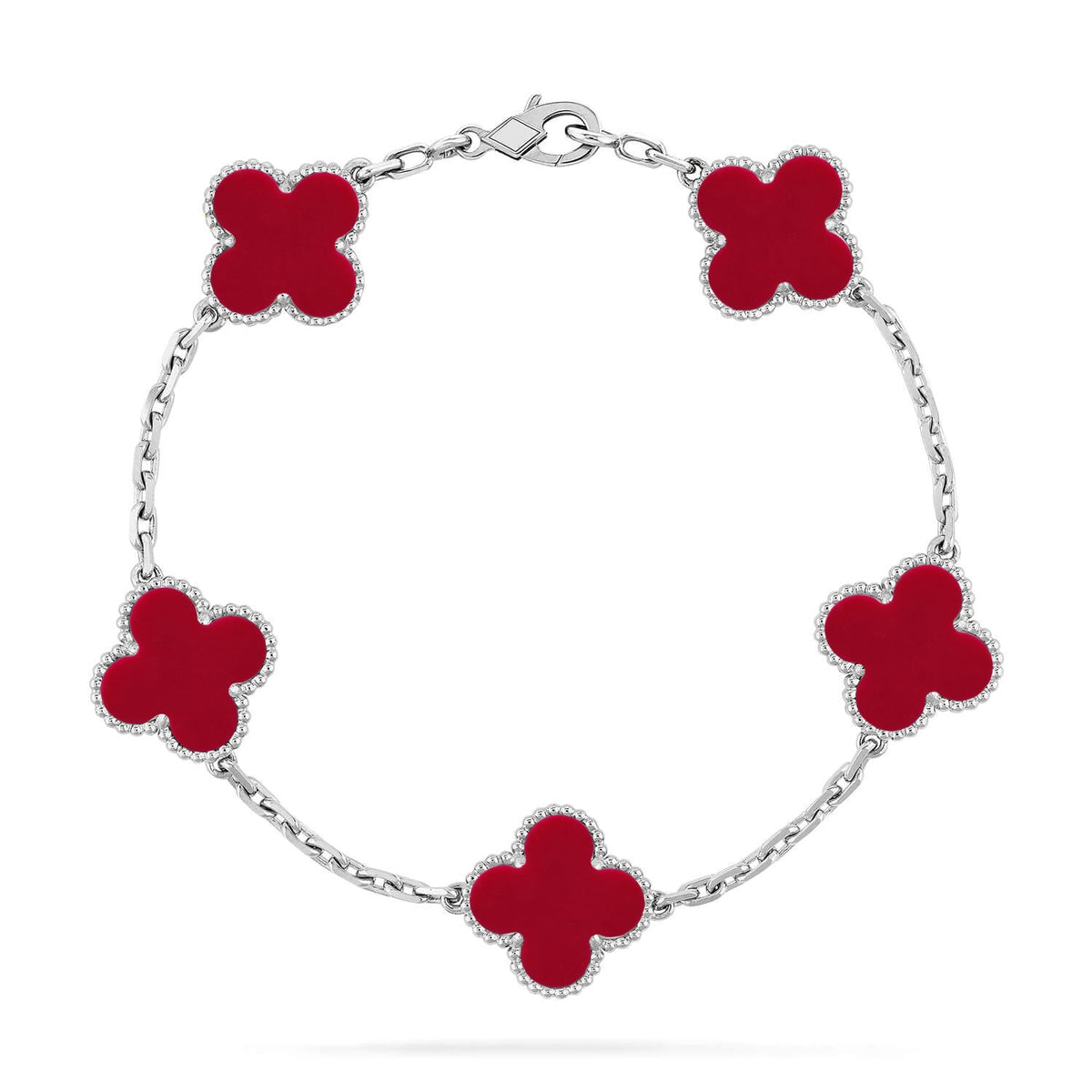 [Miro ]New  CLOVER 5 MOTIF RED CORNELIAN BRACELET COLLECTION