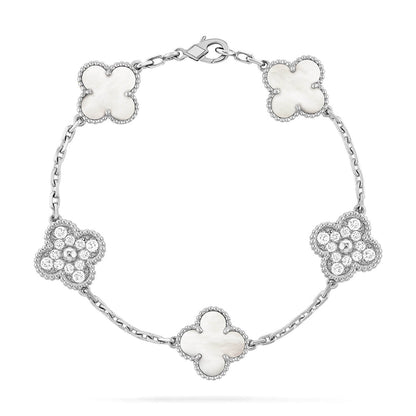 [Miro ]New CLOVER WHITE PEARL MOP 5 MOTIF BRACELET COLLECTION