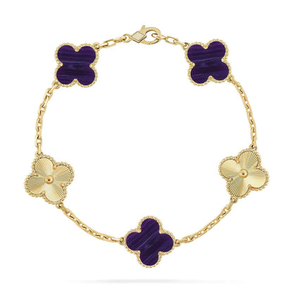 [Miro ]New CLOVER 5 MOTIF PURPLE STRIPES BRACELET COLLECTION