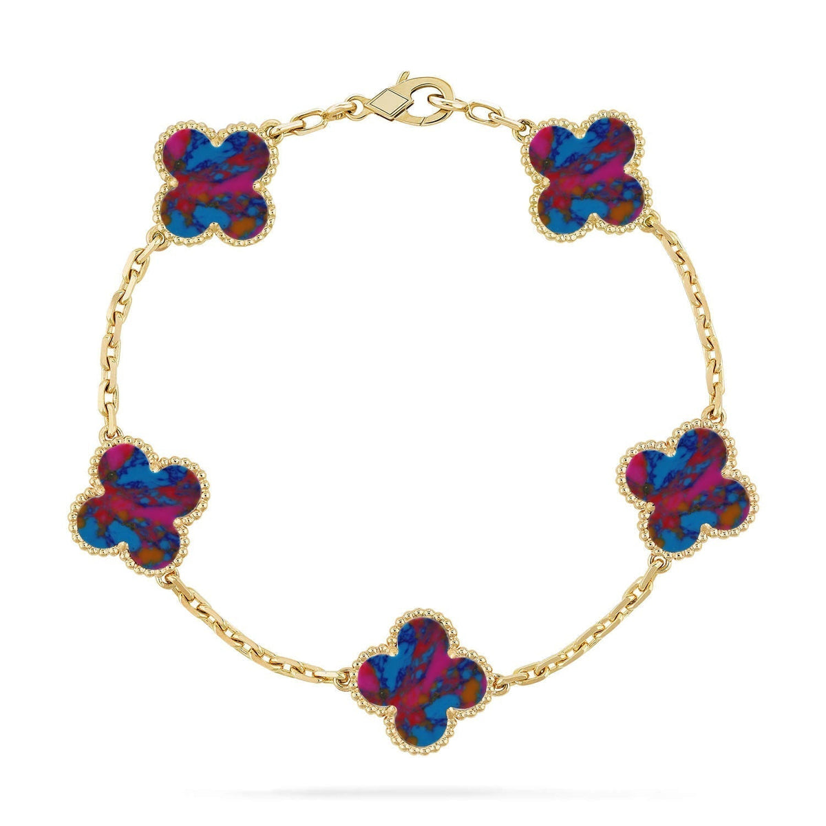 [Miro ]New CLOVER 5 MOTIF COLOR GEMSTONES BRACELET COLLECTION