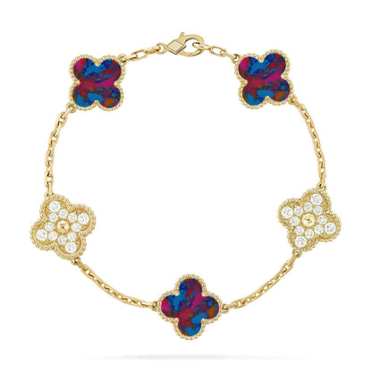 [Miro ]New CLOVER 5 MOTIF COLOR GEMSTONES BRACELET COLLECTION