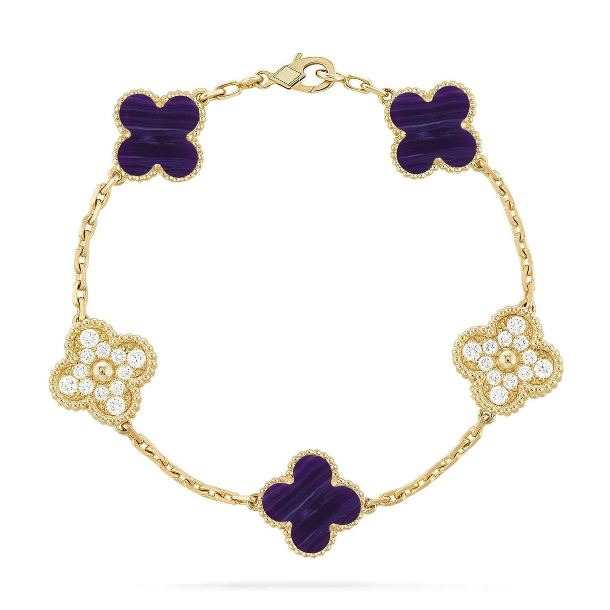 [Miro ]New CLOVER 5 MOTIF PURPLE STRIPES BRACELET COLLECTION