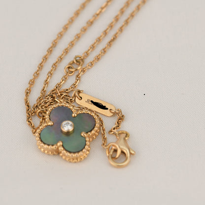Miro CLOVER 15MM DIAMOND AND MOTHER-OF-GREY NECKLACE