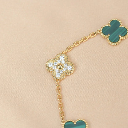 [Miro ]New  CLOVER 5 MOTIF MALACHITE BRACELET COLLECTION