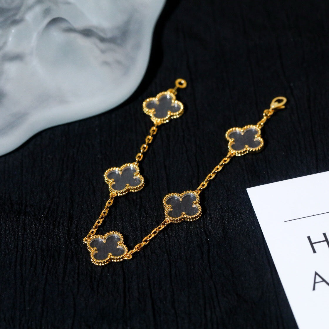 [Miro ]New CLOVER 5 MOTIF ROCK CRYSTAL BRACELET