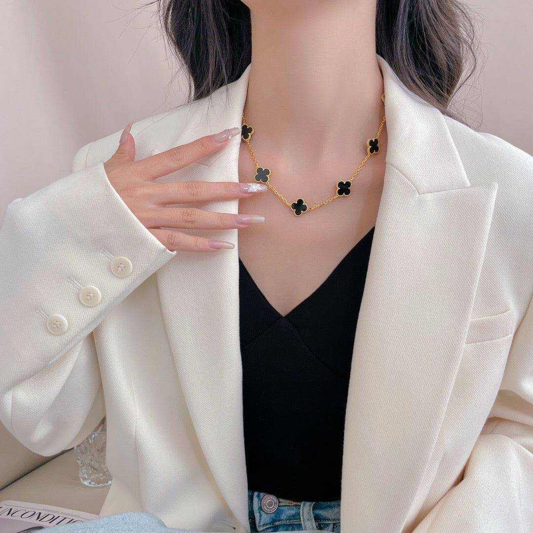 Miro CLOVER 10 MOTIFS ONYX NECKLACE