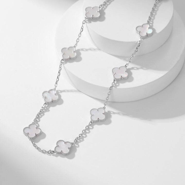 Miro CLOVER 10 MOTIFS WHITE MOTHER OF PEARL NECKLACE