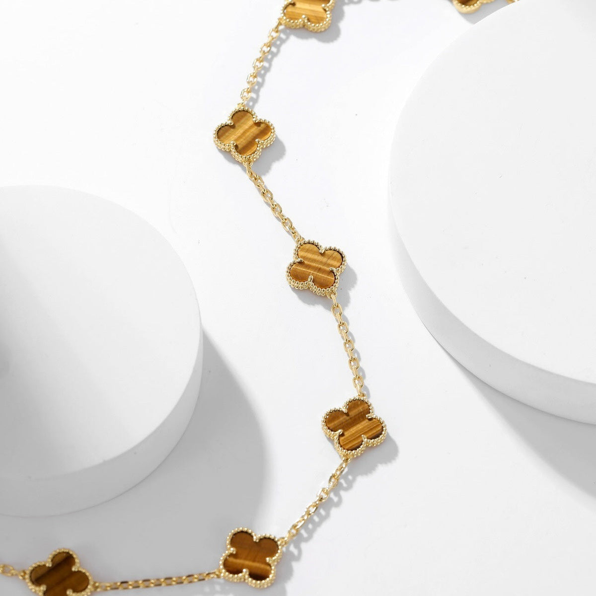 Miro CLOVER 10 MOTIFS TIGER EYE NECKLACE