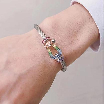 Miro FORCE LARGE HORSESHOE  COLORED DIAMOND BRACELET ROSE GOLD