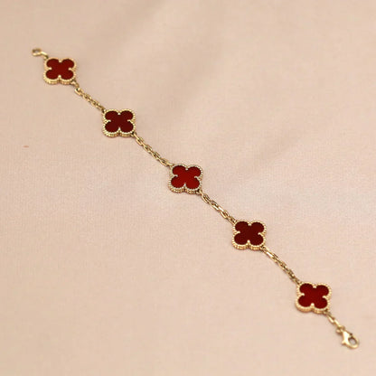 [Miro ]New  CLOVER 5 MOTIF RED CORNELIAN BRACELET COLLECTION