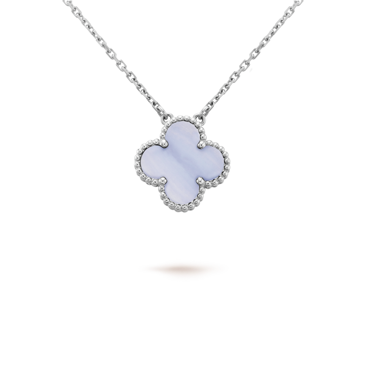Miro CLOVER 15MM BLUE CHALCEDONY NECKLACE SILVER