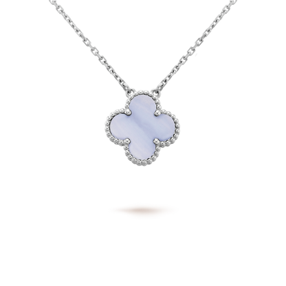 Miro CLOVER 15MM BLUE CHALCEDONY NECKLACE SILVER