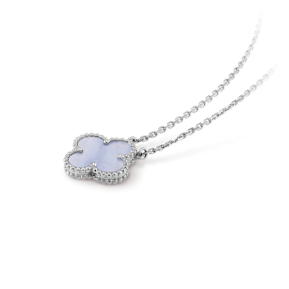 Miro CLOVER 15MM BLUE CHALCEDONY NECKLACE SILVER