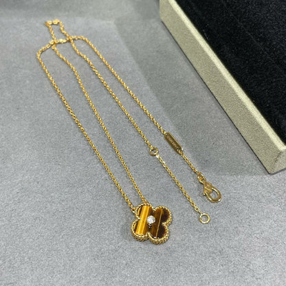Miro CLOVER 15MM DIAMOND AND YELLOW TIGER'S EYE AGATE necklace