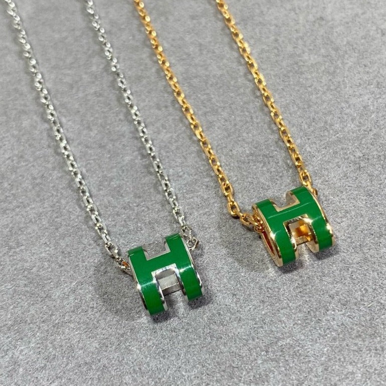 Miro POP H グリーンネックレス シルバー＆ゴールド