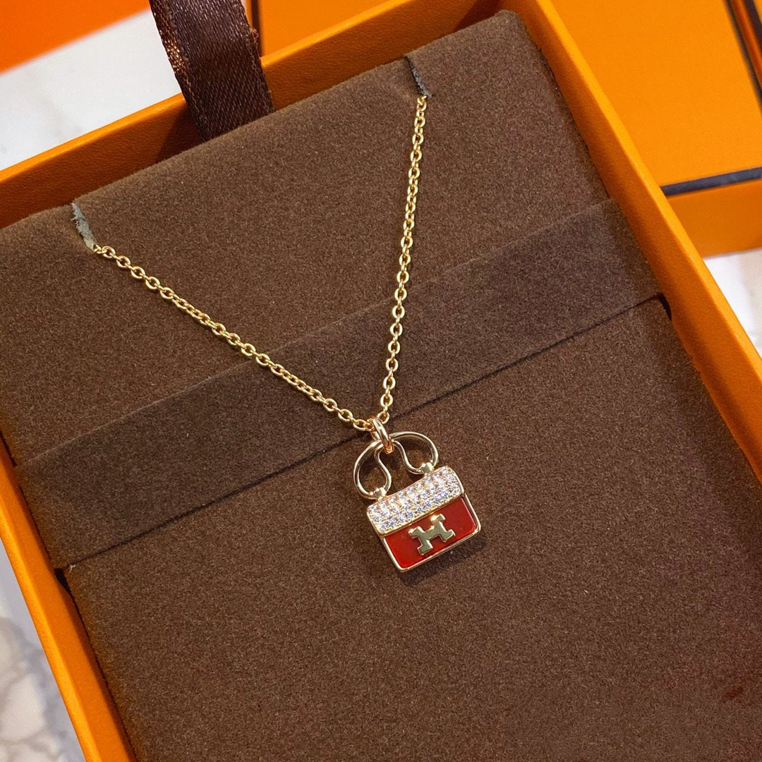 Miro CONSTANCE レッドペンダント ピンクゴールドネックレス