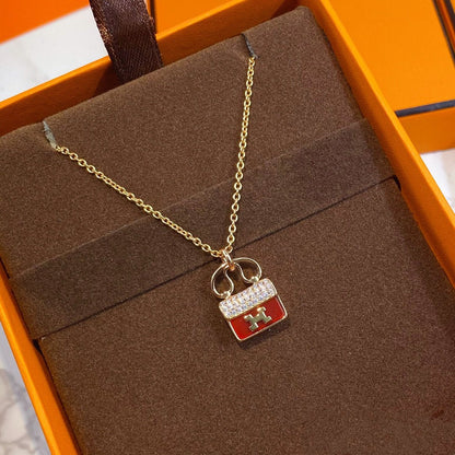 Miro CONSTANCE レッドペンダント ピンクゴールドネックレス