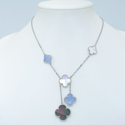 Miro CLOVER MOP CHALCEDONY NECKLACE SILVER 6 MOTIF
