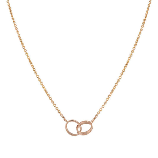 Miro LOVE NECKLACE DOUBLE RING PINK GOLD