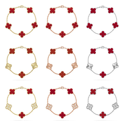 [Miro ]New  CLOVER 5 MOTIF RED CORNELIAN BRACELET COLLECTION