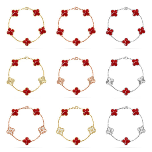 [Miro ]New CLOVER 5 MOTIF RED PATTERN BRACELET COLLECTION