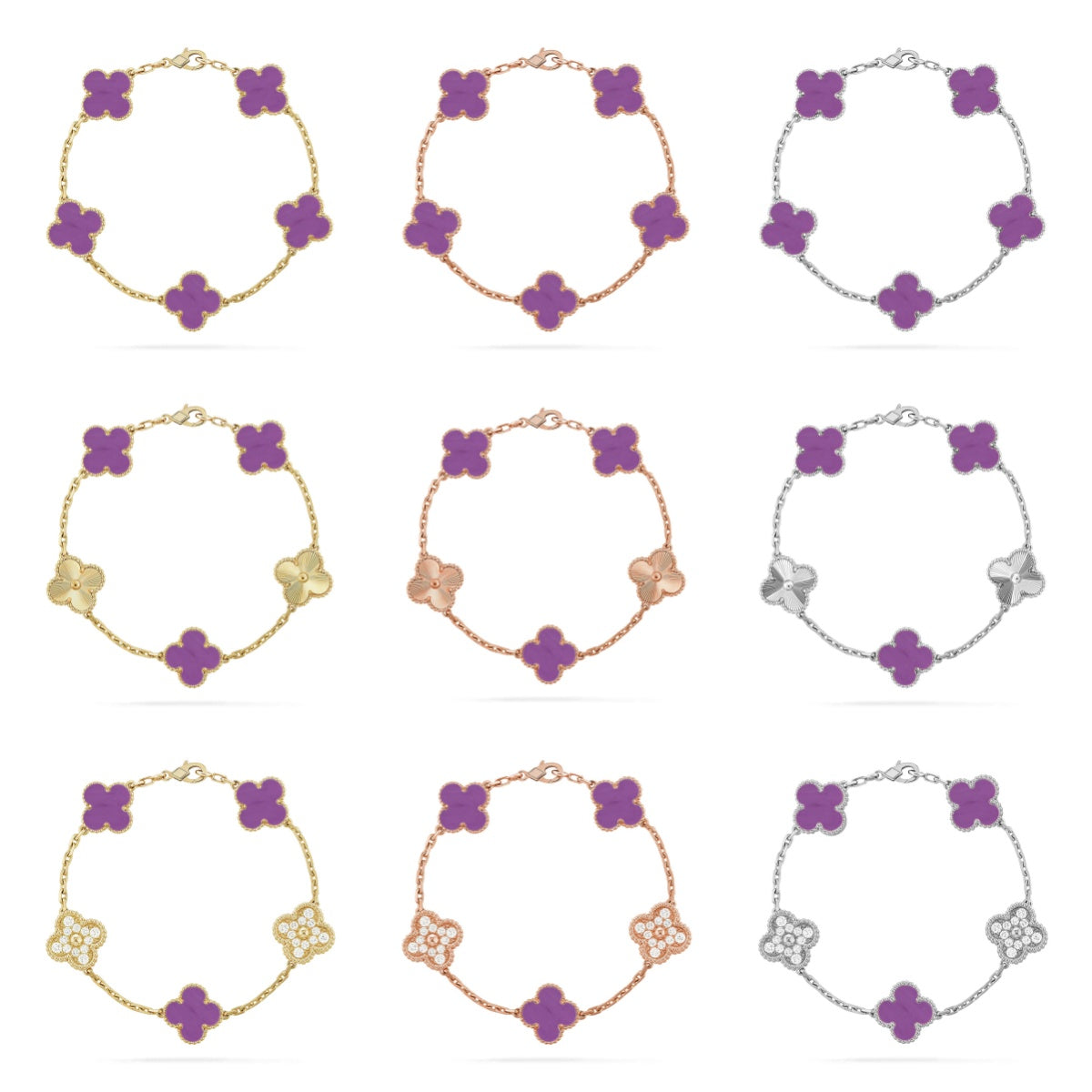[Miro ]New  CLOVER 5 MOTIF VIOLET BRACELET COLLECTION