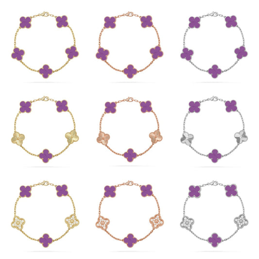 [Miro ]New  CLOVER 5 MOTIF VIOLET BRACELET COLLECTION