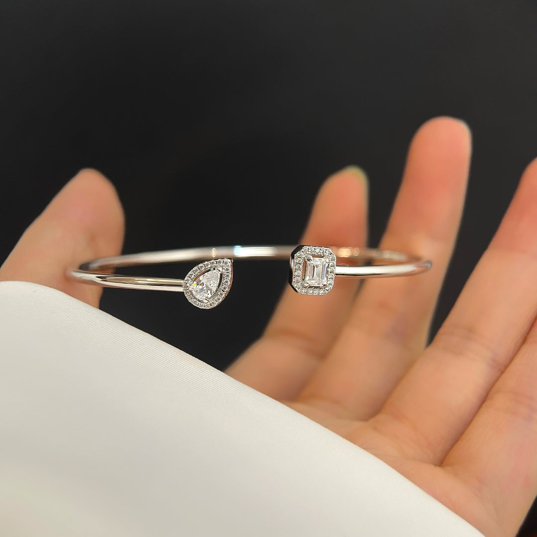 [Miro ]JONC FLEX MY TWIN TOI & MOI SILVER DIAMOND BRACELET