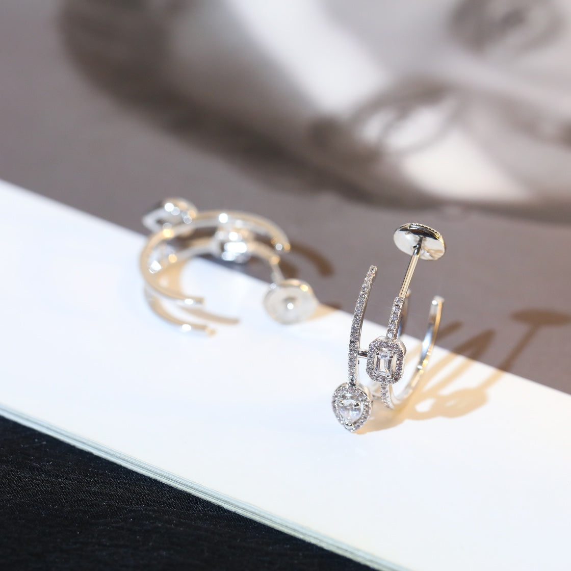 [Miro] CREOLES MY TWIN 2連 シルバーダイヤモンドピアス