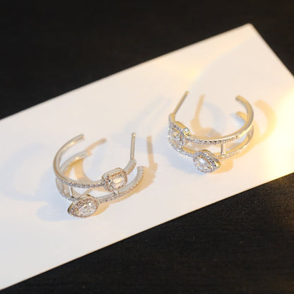 [Miro] CREOLES MY TWIN 2連 シルバーダイヤモンドピアス