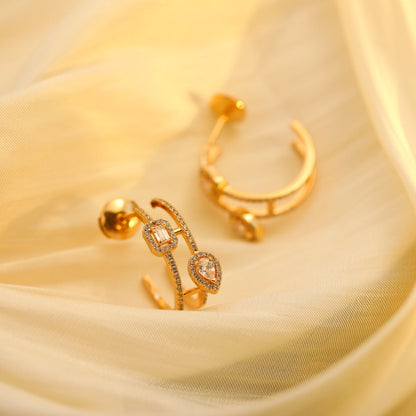 [Miro] CREOLES MY TWIN 2連 シルバーダイヤモンドピアス