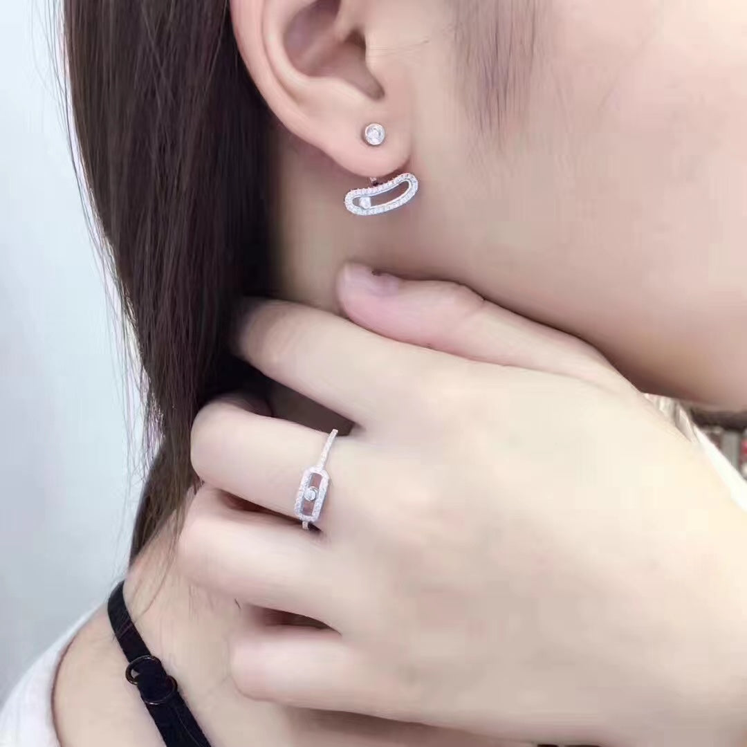 [Miro ]MOVE UNO SILVER DIAMOND EARRINGS