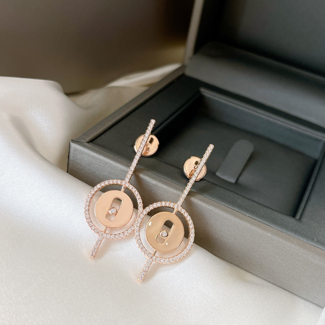 [Miro ]Miro  MOVE ARROW PINK GOLD DIAMOND EARRINGS