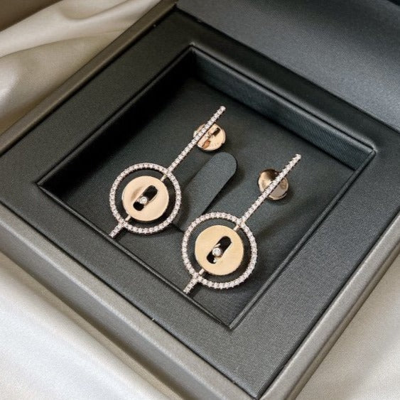 [Miro ]Miro  MOVE ARROW PINK GOLD DIAMOND EARRINGS