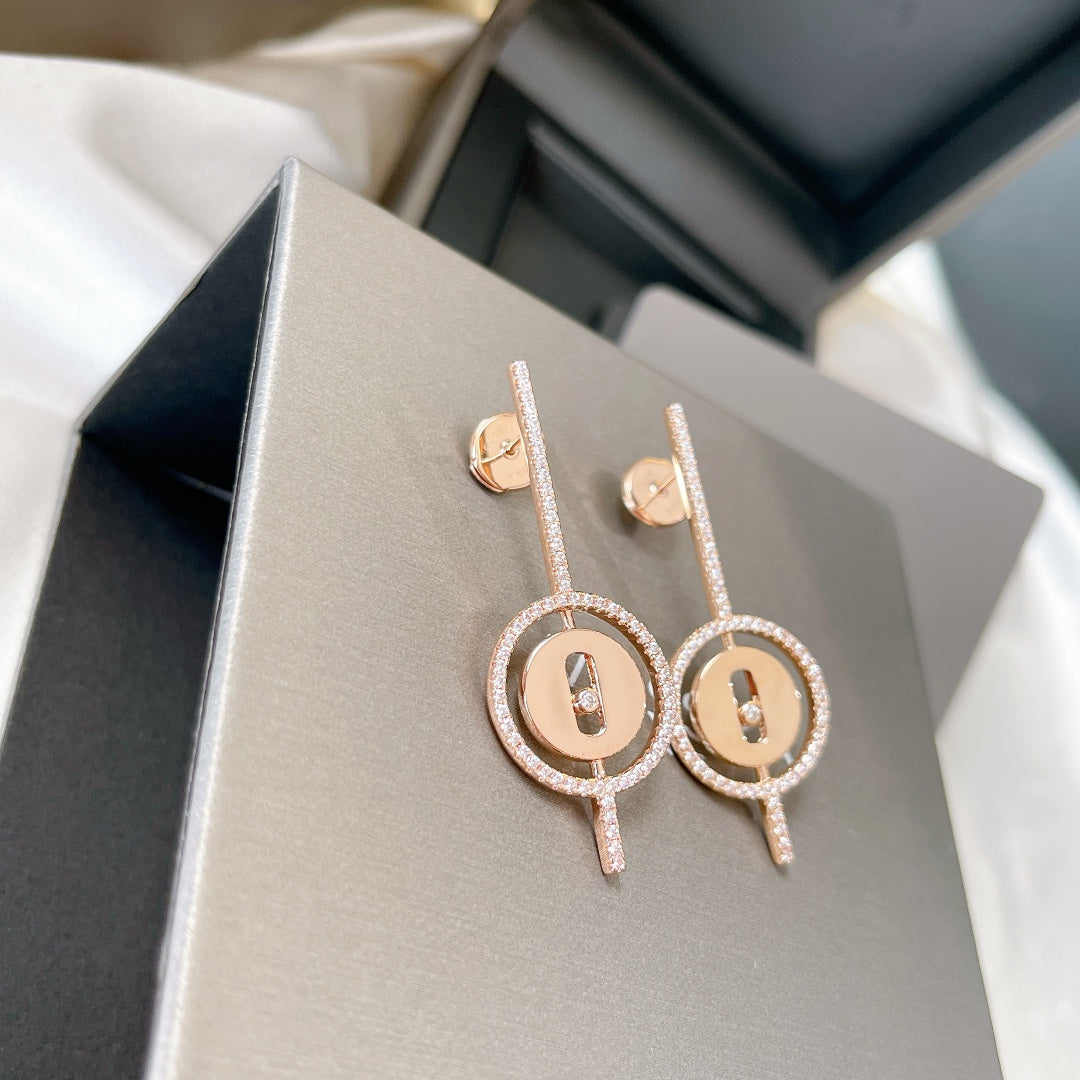[Miro ]Miro  MOVE ARROW PINK GOLD DIAMOND EARRINGS