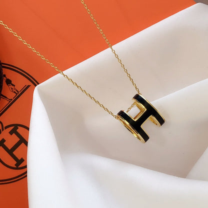 ミロ HM CLIC ブラックエナメル ゴールドネックレス