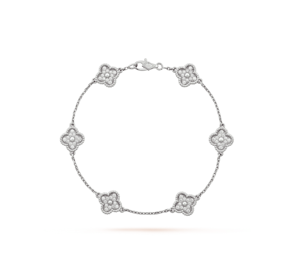 Miro CLOVER 6 MOTIF SILVER DIAMOND BRACELET