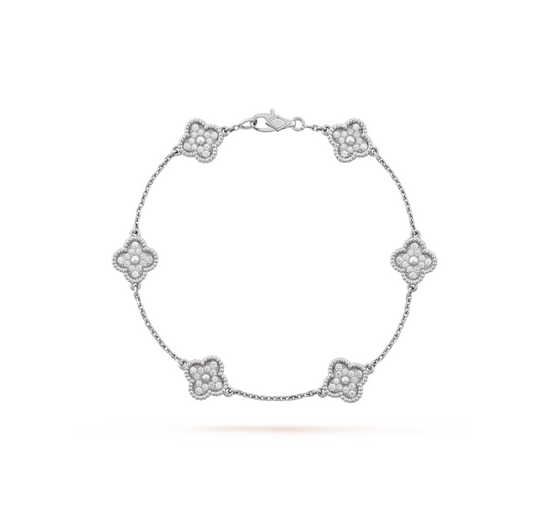 Miro CLOVER 6 MOTIF SILVER DIAMOND BRACELET