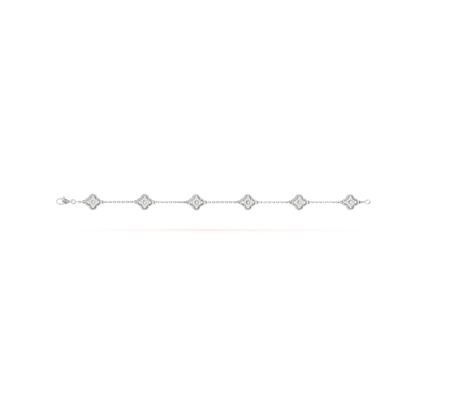 Miro CLOVER 6 MOTIF SILVER DIAMOND BRACELET