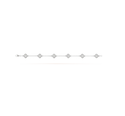 Miro CLOVER 6 MOTIF SILVER DIAMOND BRACELET