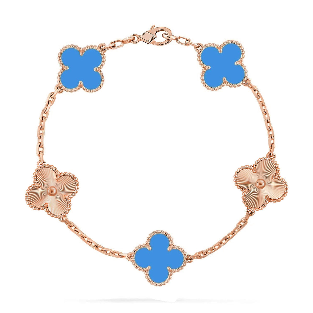 [Miro ]New CLOVER 5 MOTIF BLUE AGATE BRACELET COLLECTION