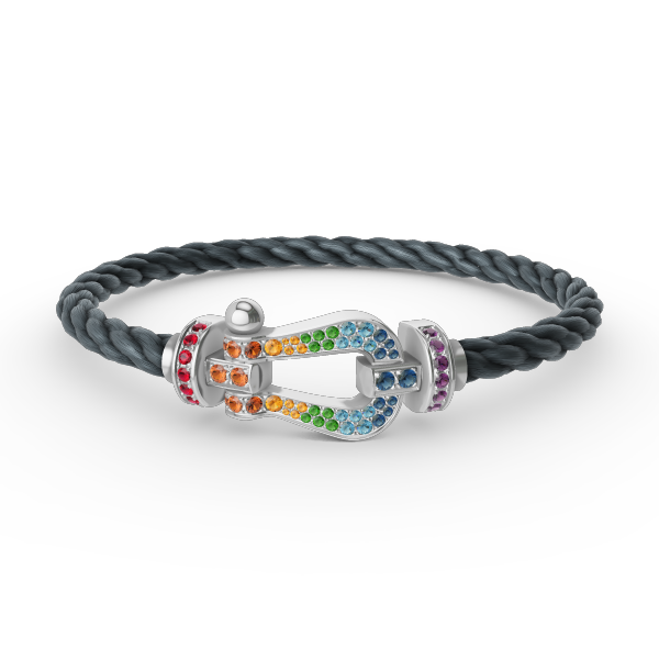 Miro FORC LARGE HORSESHOE  COLORED DIAMOND BRACELET SILVER