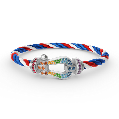 Miro FORC LARGE HORSESHOE  COLORED DIAMOND BRACELET SILVER