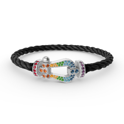 Miro FORC LARGE HORSESHOE  COLORED DIAMOND BRACELET SILVER